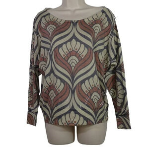 Vintage Highway Pullover Long Sleeve Brown Beige Top Women Size S